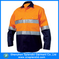 100% algodão alta visibilidade laranja trabalho manga comprida camisa de segurança